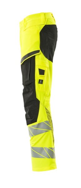 Zoom bild av Byxor med knäfickor, gul/svart