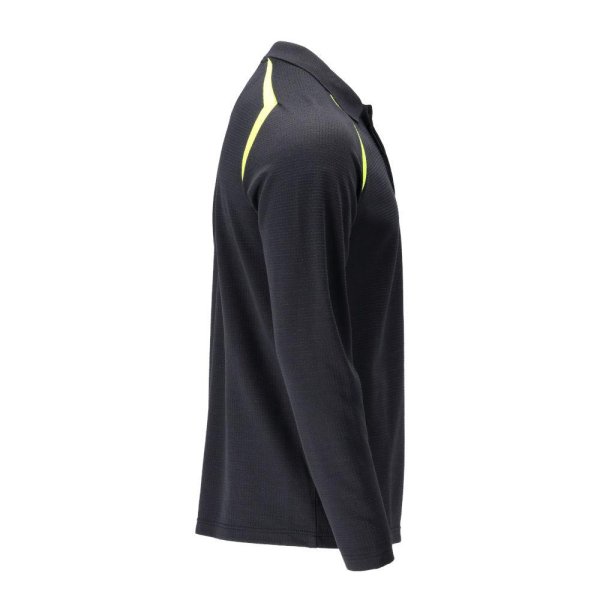 Zoom bild av Långärmad piké, mörk marin/gul